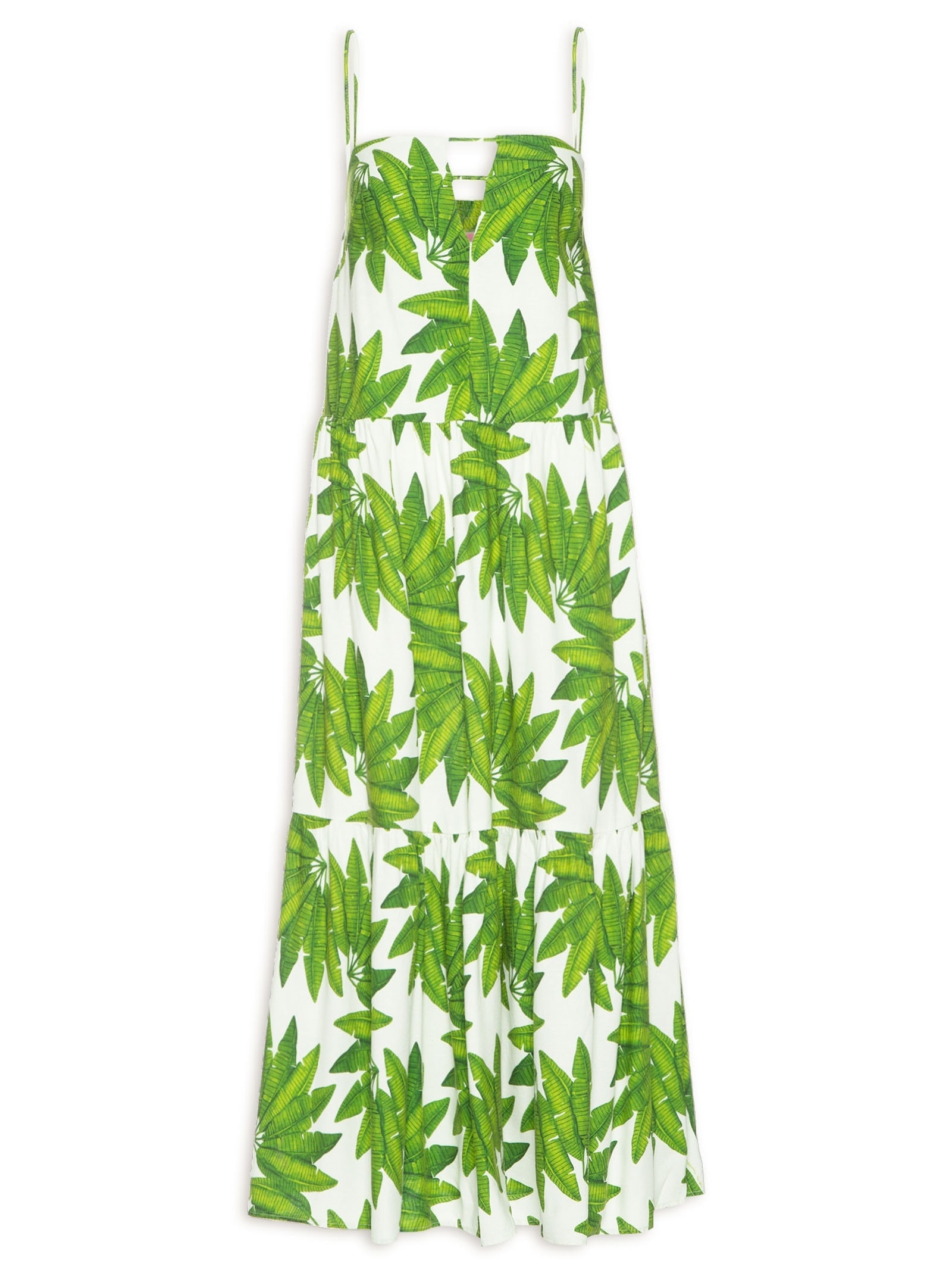 Vestido Longo Leque De Palmeira Verde Farm
