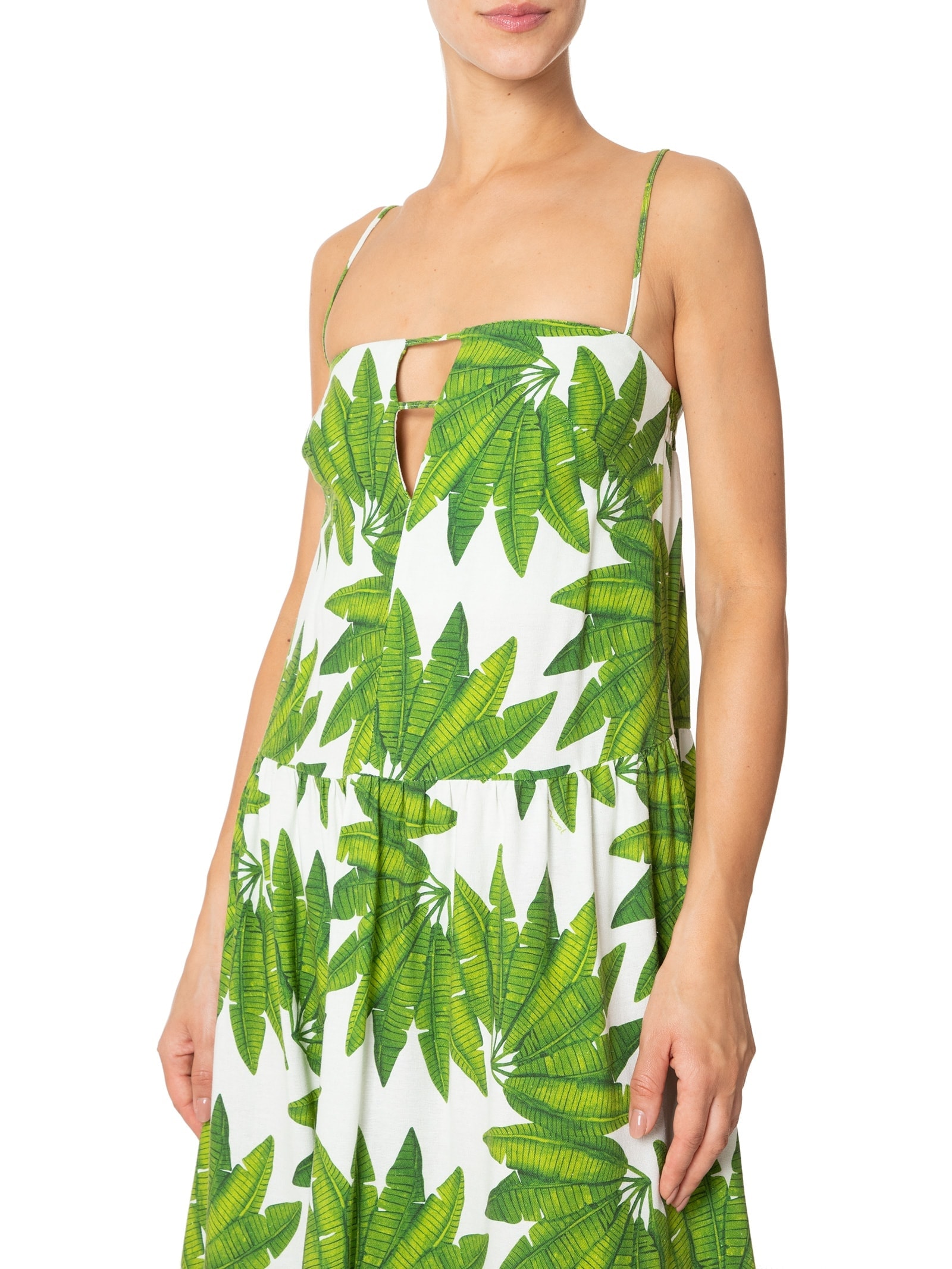 Vestido Longo Leque De Palmeira Verde Farm