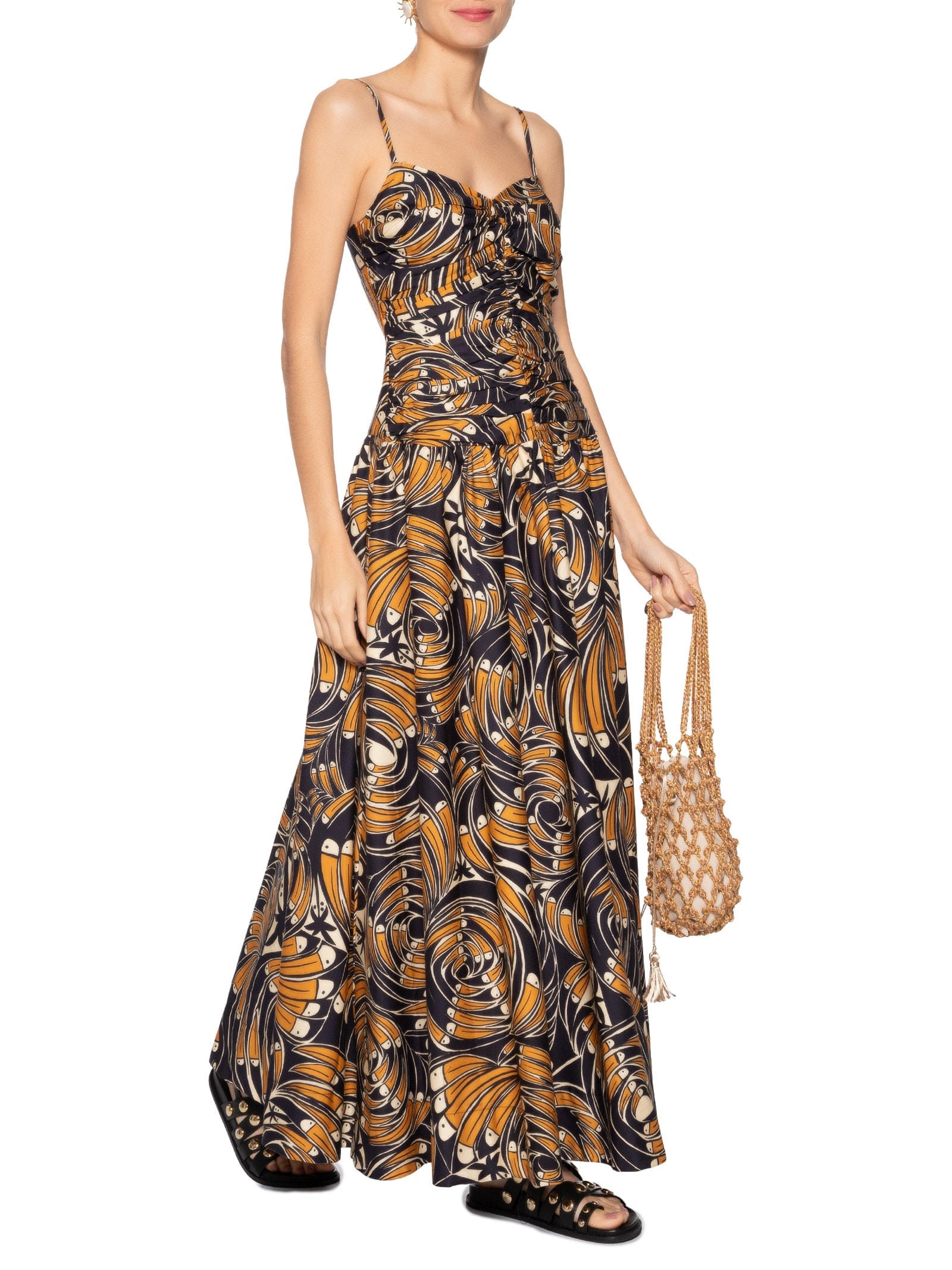 Vestido Longo Leque De Tucano Preto Farm