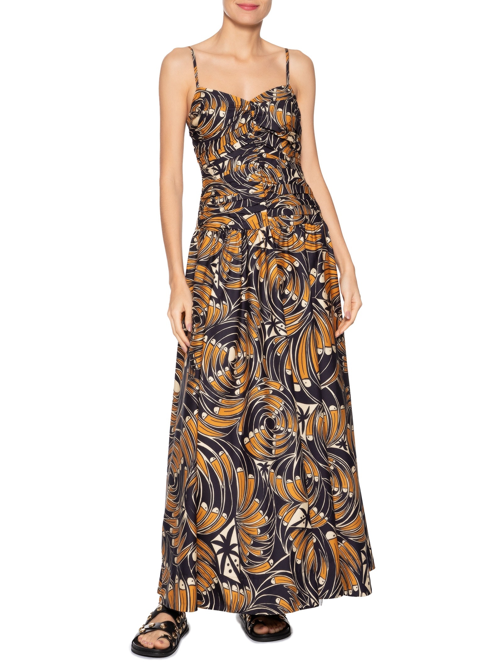 Vestido Longo Leque De Tucano Preto Farm