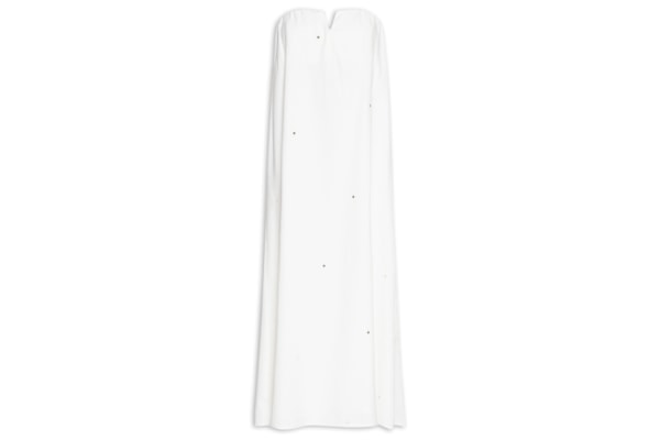 Vestido Longo Linho Bordado Paetê - Off White
