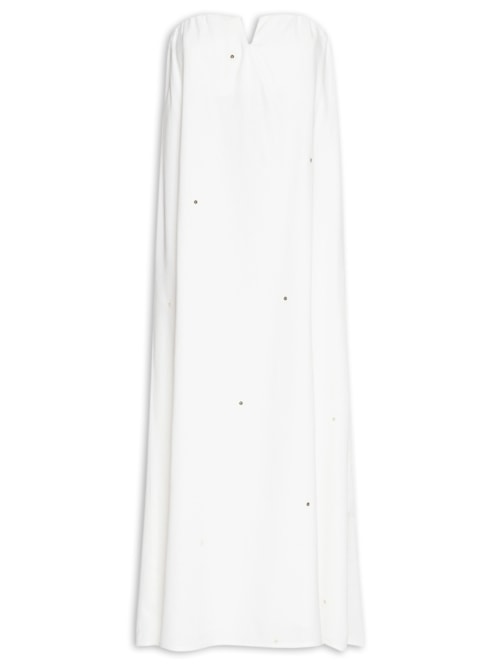 Vestido Longo Linho Bordado Paetê - Off White