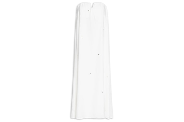 Vestido Longo Linho Bordado Paetê - Off White