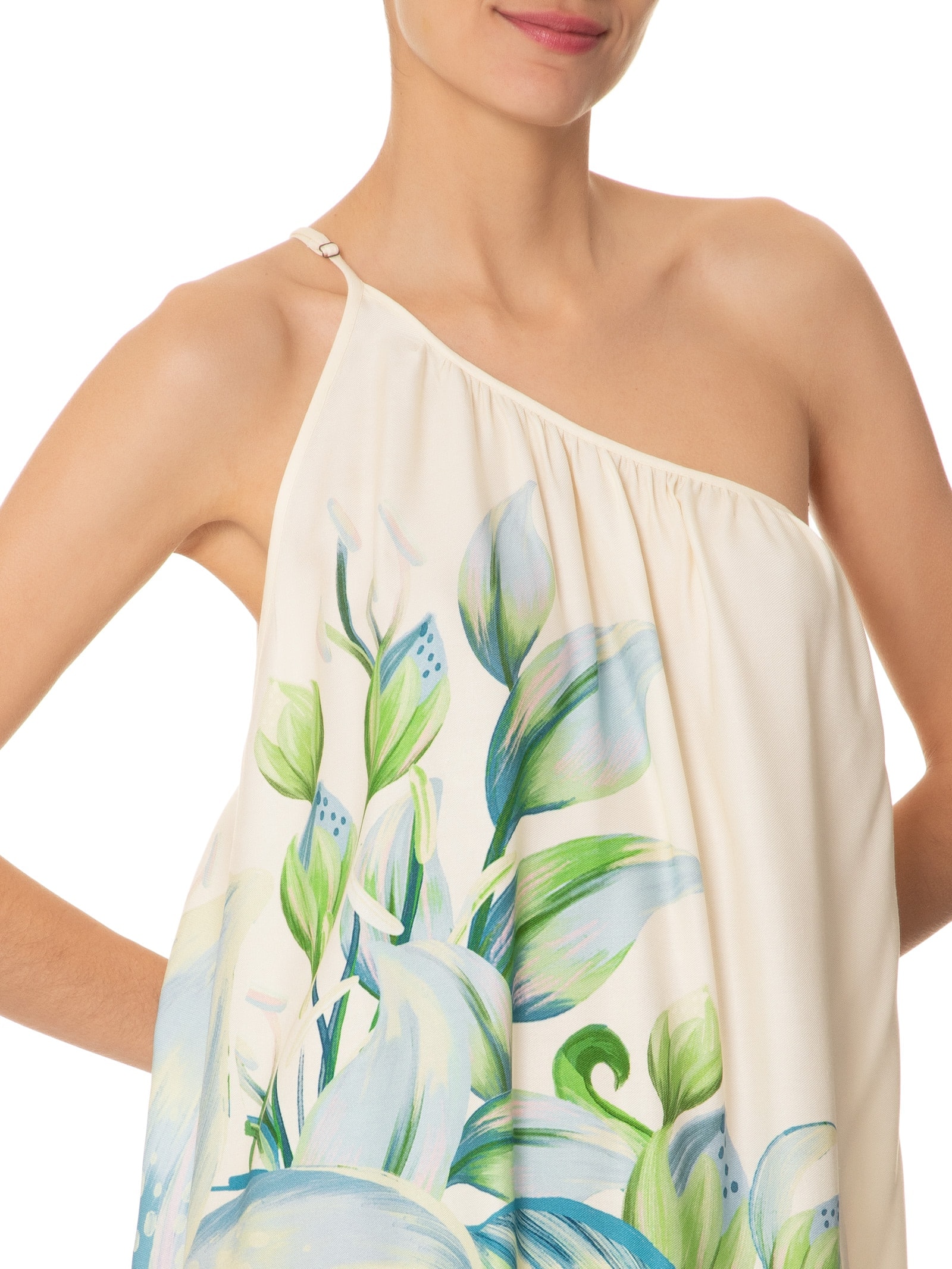 Vestido Longo Lírio Tropical Bege Farm