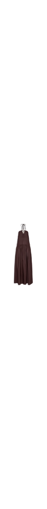 Vestido Longo Liso Amarração Rolotê - Marrom