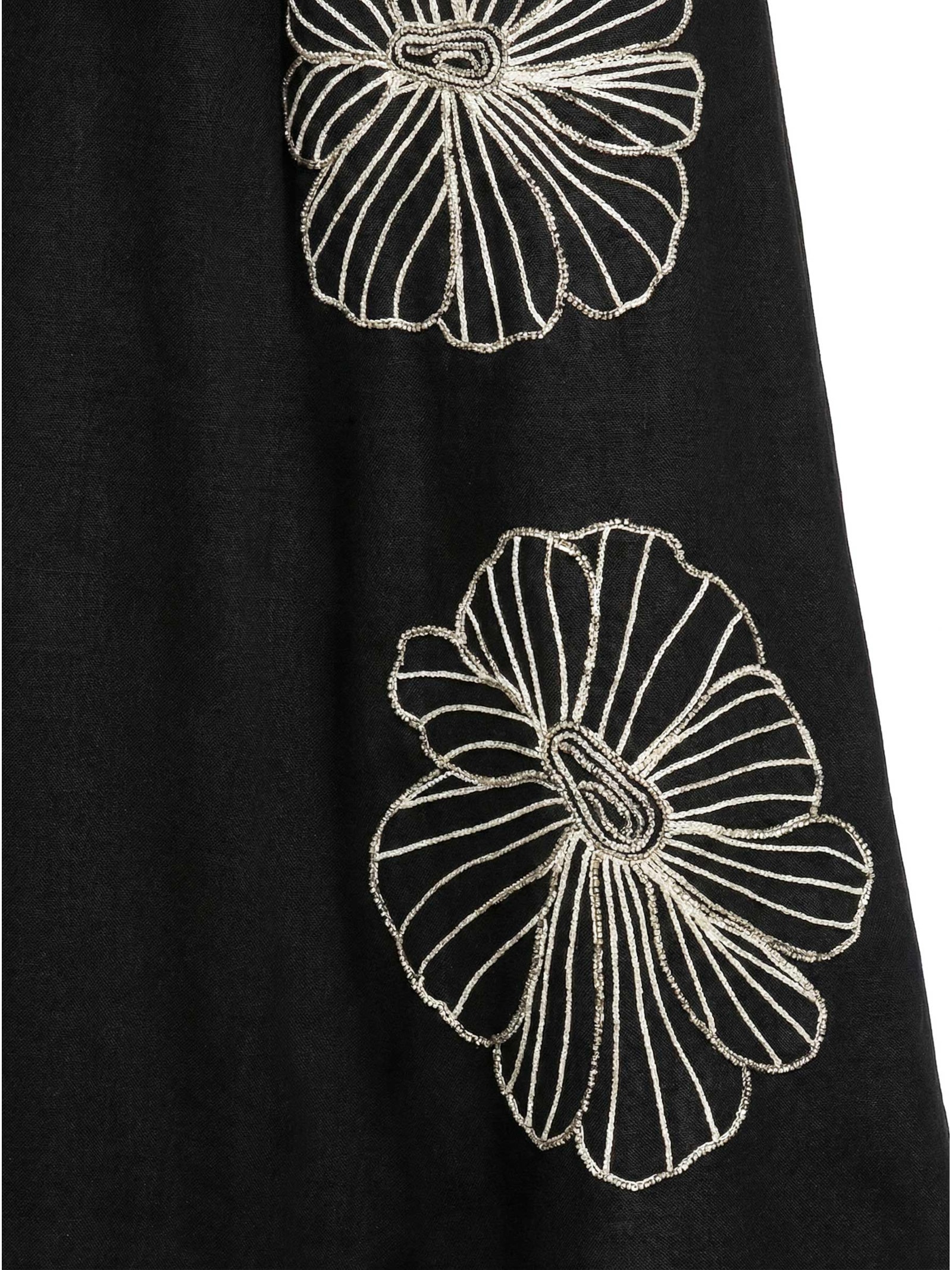 Vestido Longo Liso Bordado Preto Cacay