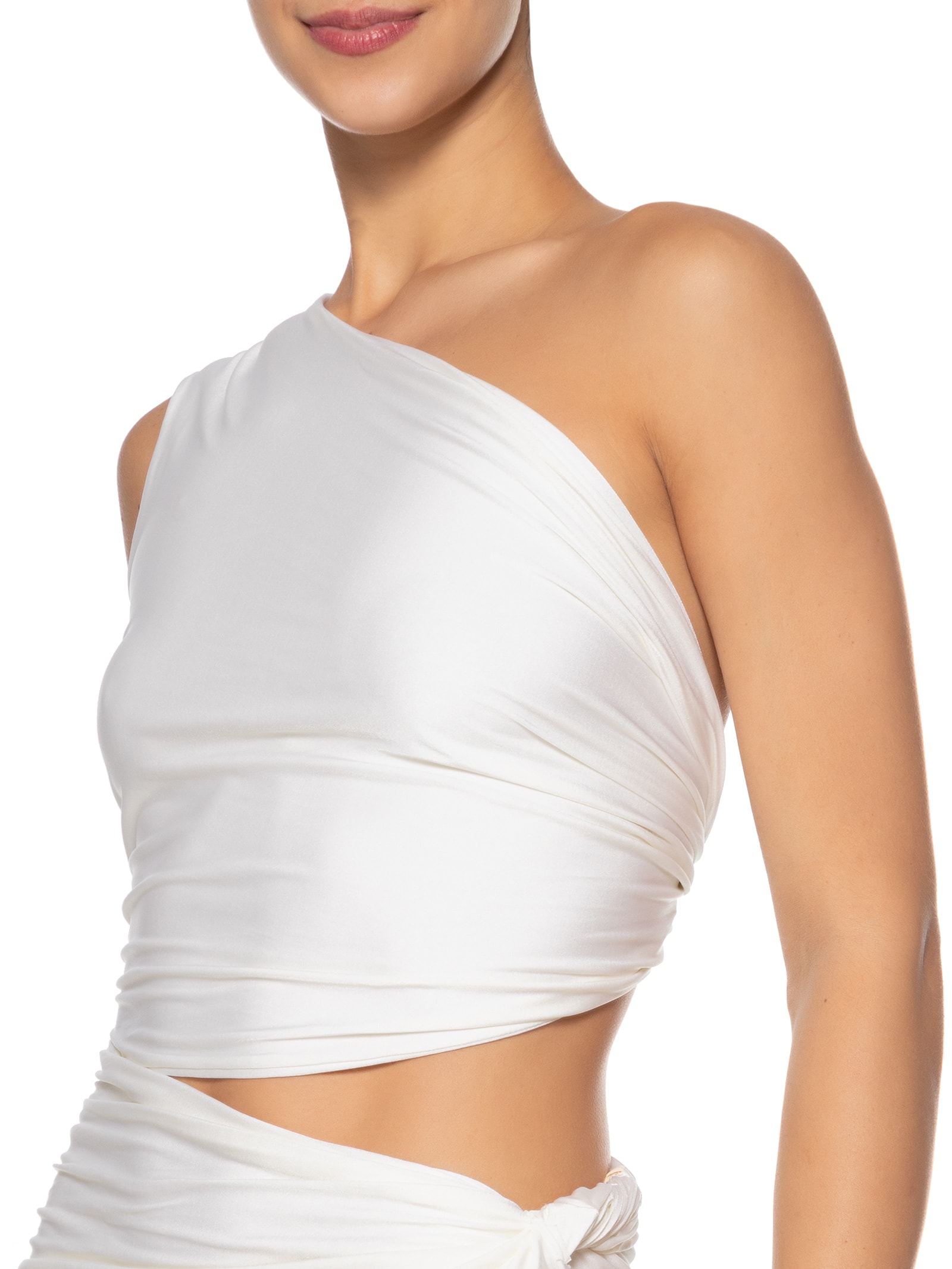 Vestido Longo Liso De Um Ombro Só Branco Cia Marítima