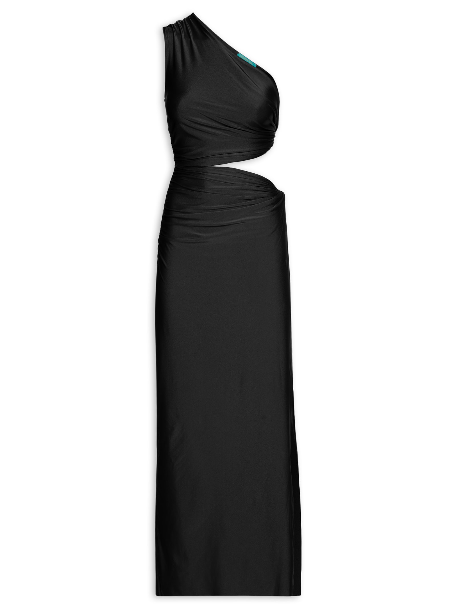 Vestido Longo Liso De Um Ombro Só Preto Cia Marítima