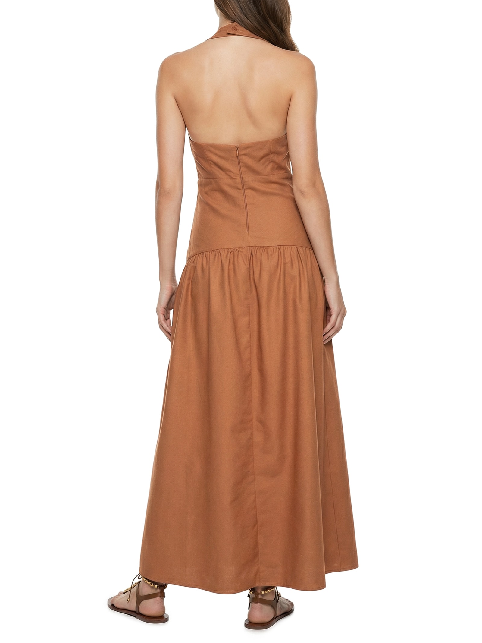 Vestido Longo Liso Marrom Cacay