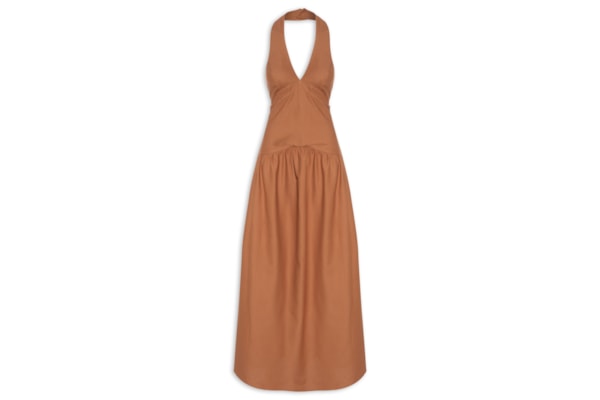 Vestido Longo Liso - Marrom