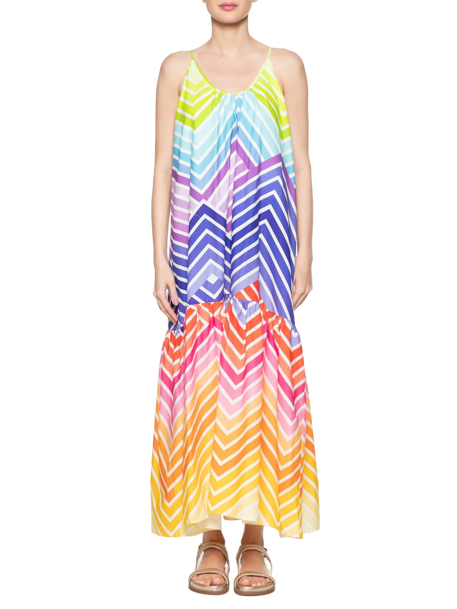 Vestido Longo Listra Degradê Azul Farm