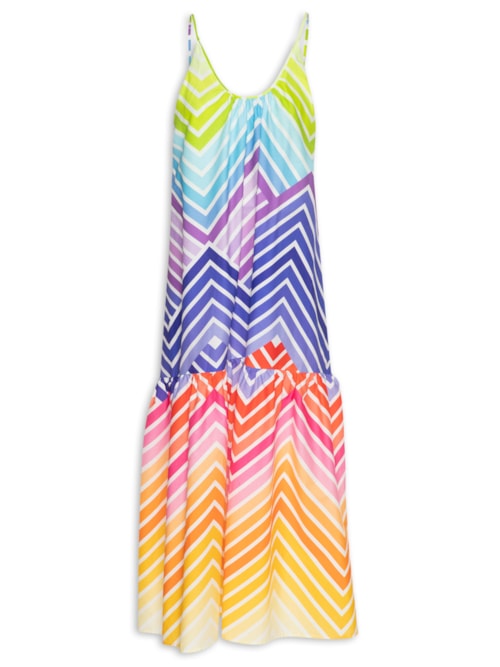 Vestido Longo Listra Degradê - Azul