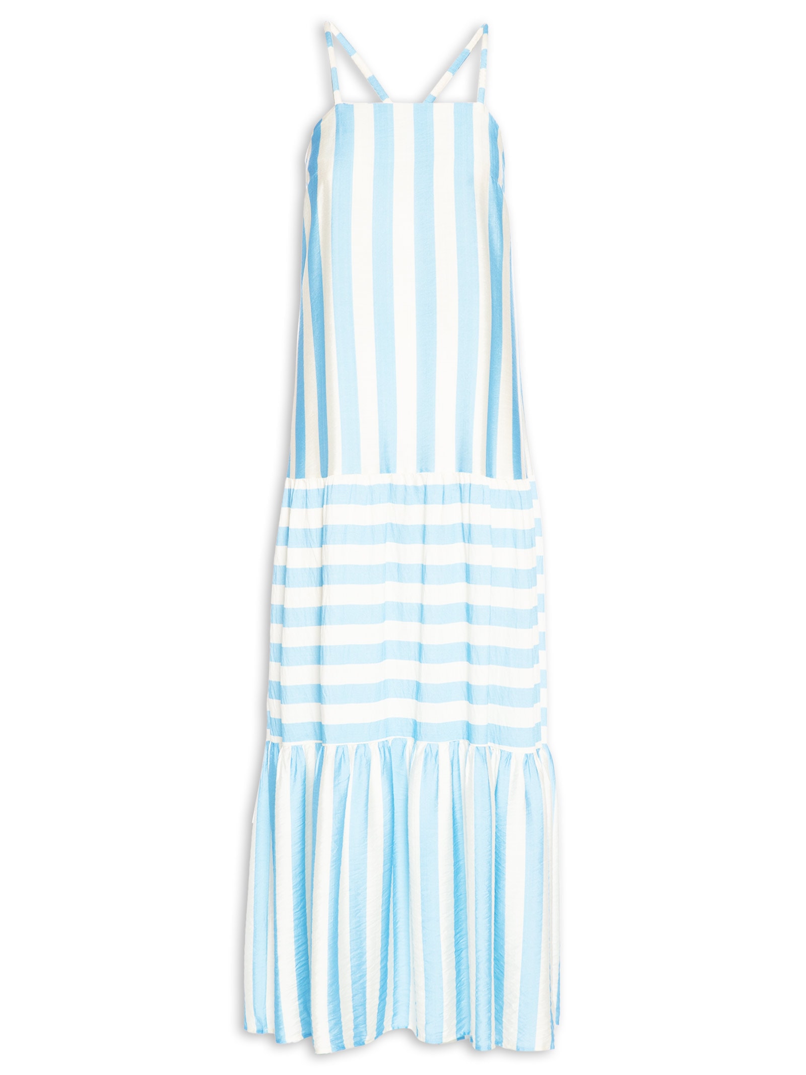 Vestido Longo Listrado Azul Market 33