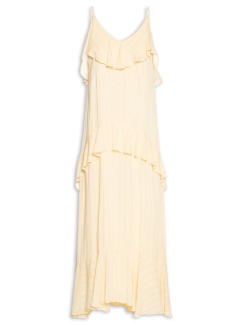 Vestido Longo Lurex Babados – Amarelo