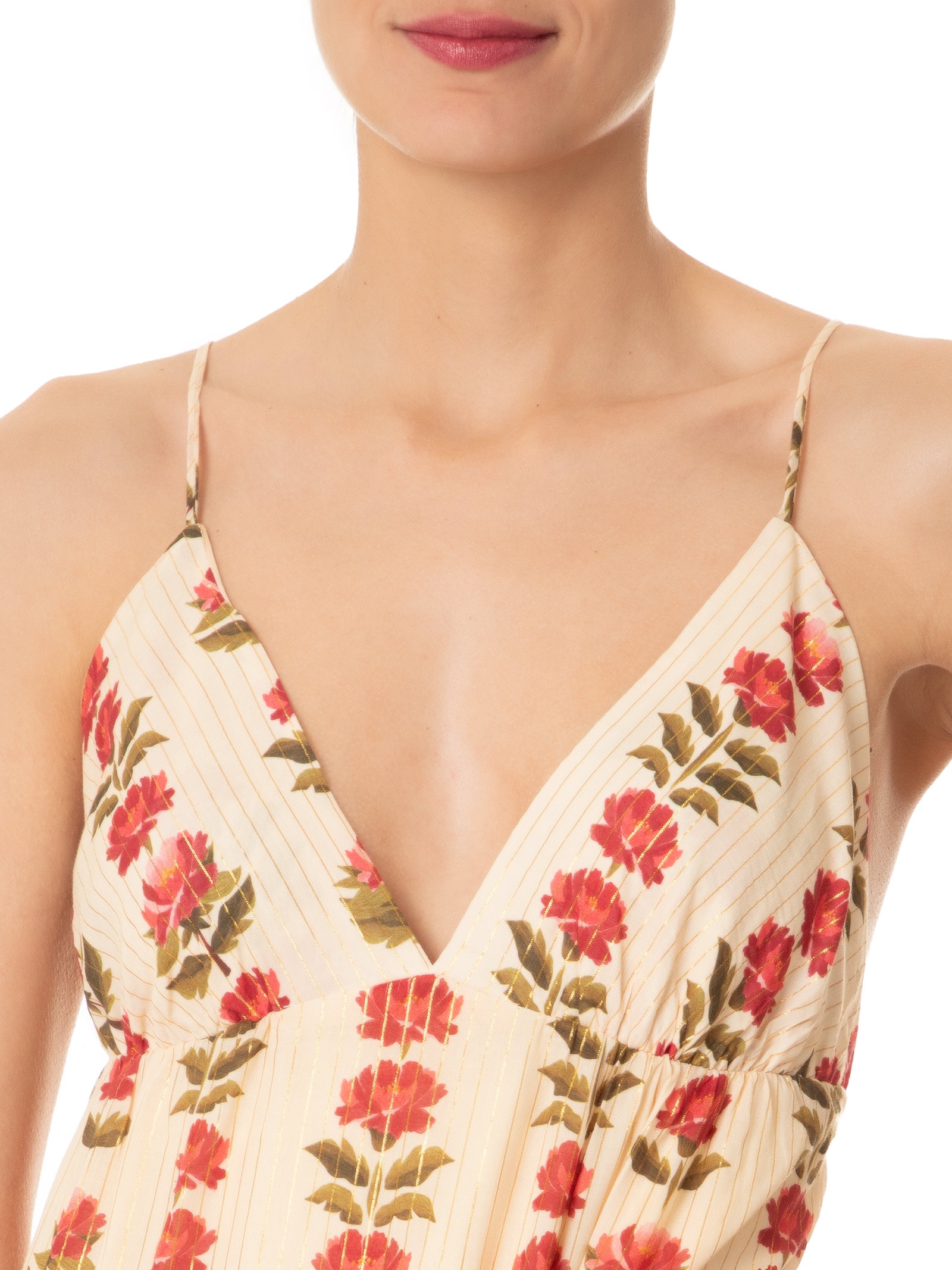 Vestido Longo Lurex Estampa Camélia Amarelo Dress To