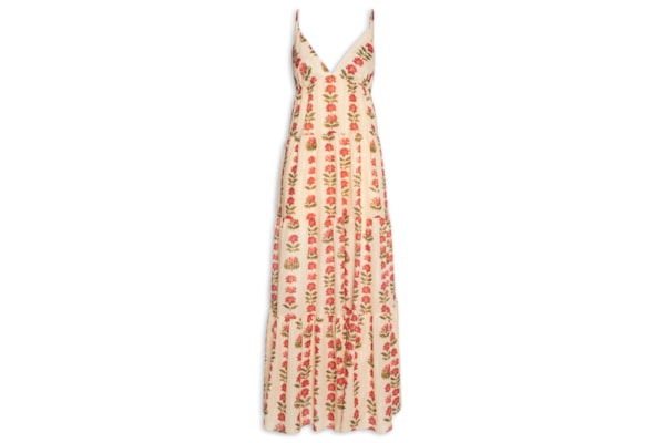 Vestido Longo Lurex Estampa Camélia - Amarelo