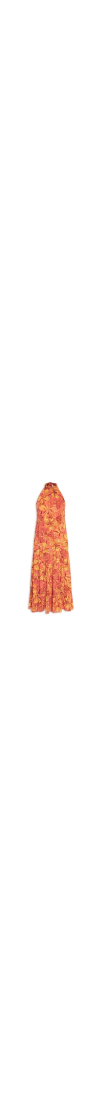 Vestido Longo Lurex Estampa Frescor - Laranja