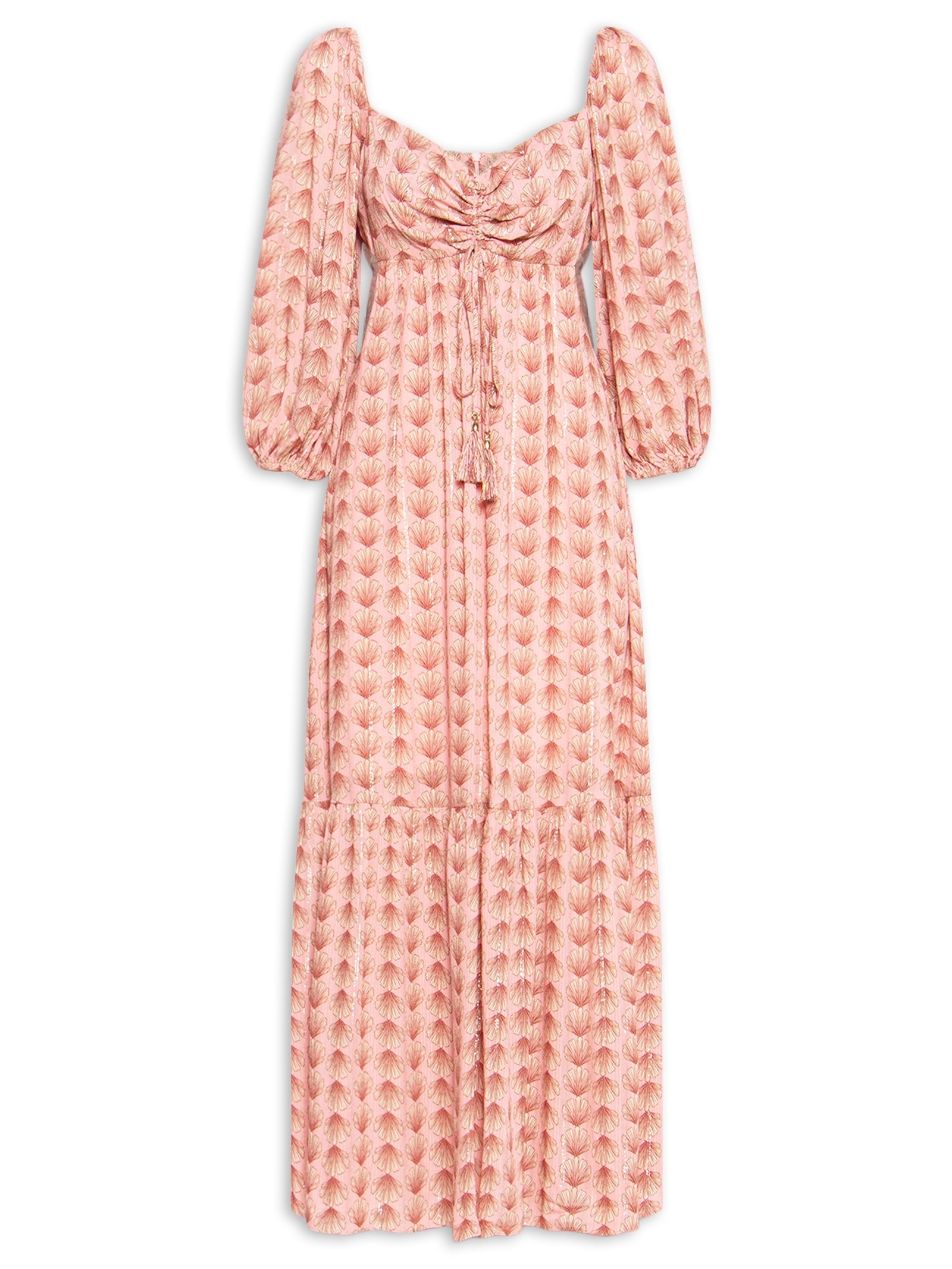 Vestido Longo Lurex Estampa Maresia Rosa Dress To