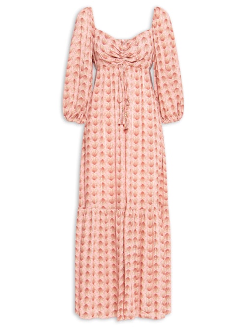 Vestido Longo Lurex Estampa Maresia – Rosa