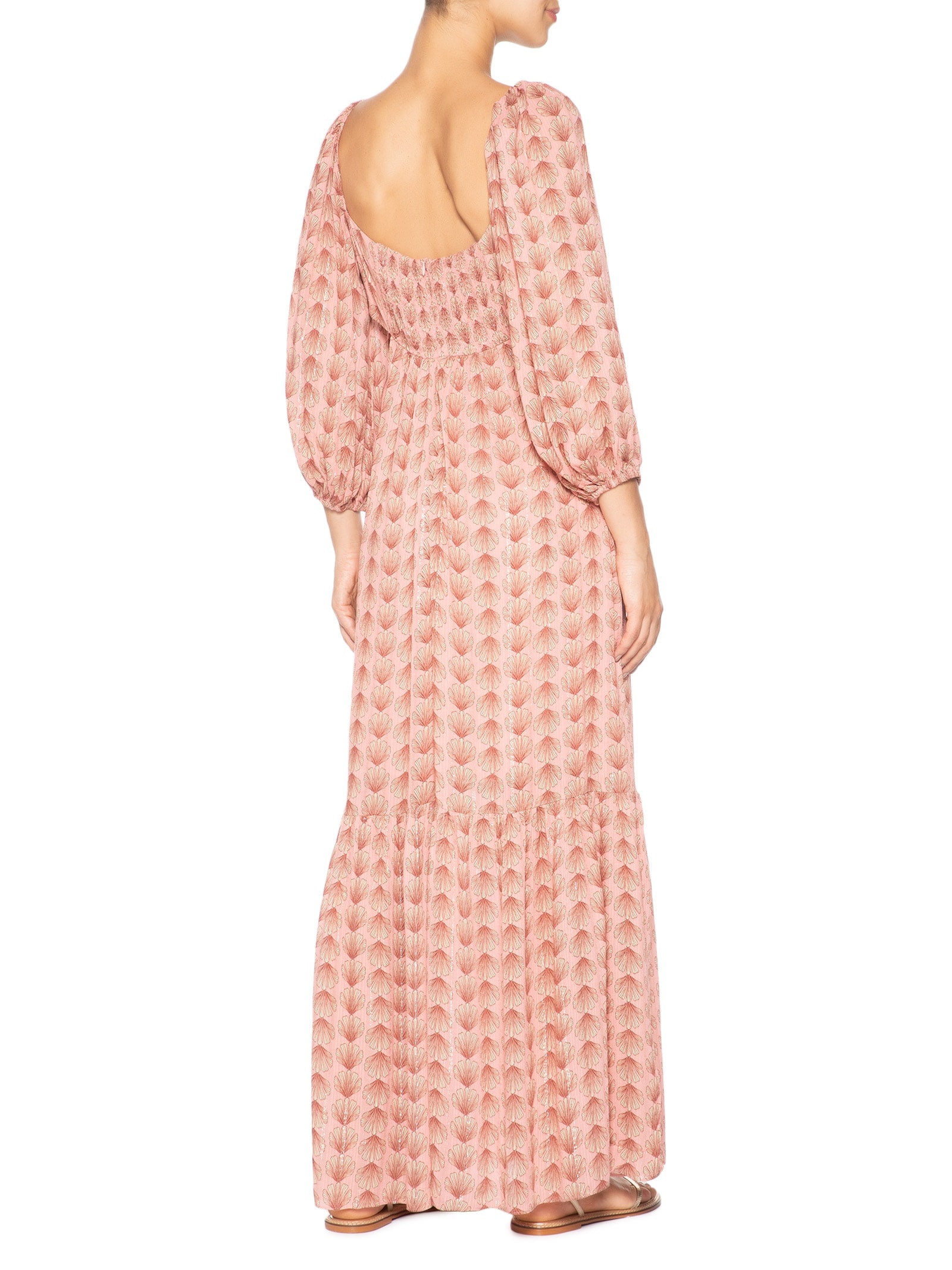 Vestido Longo Lurex Estampa Maresia Rosa Dress To