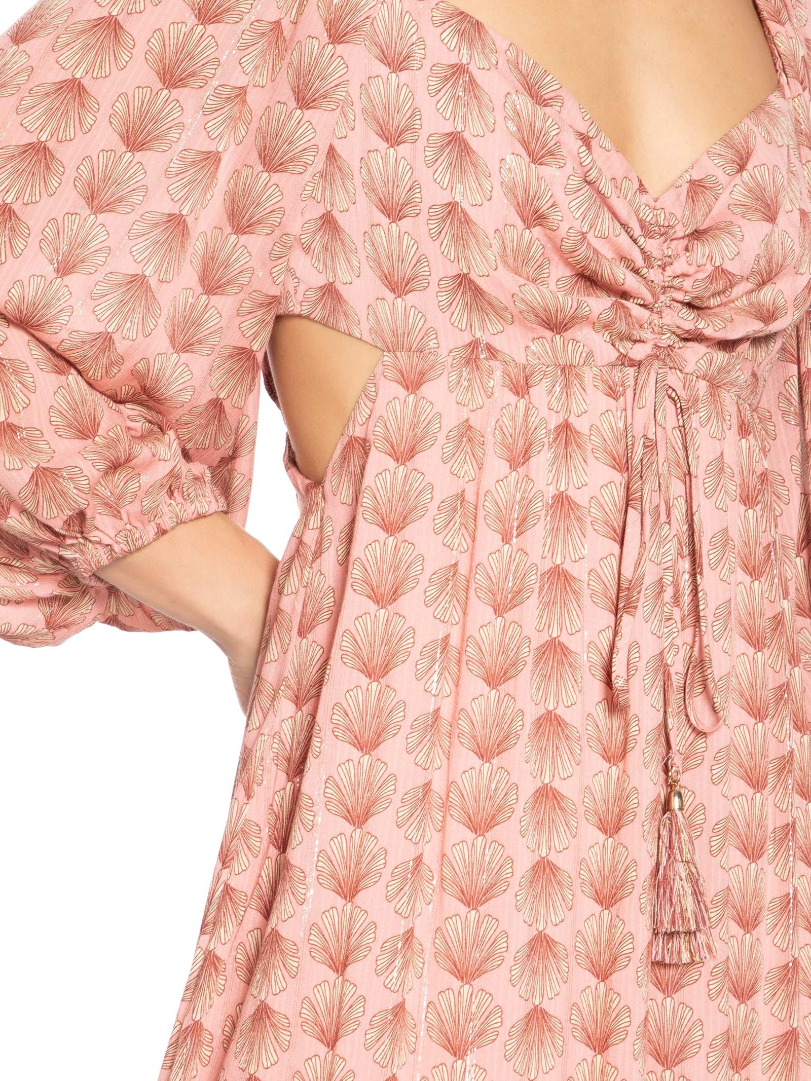 Vestido Longo Lurex Estampa Maresia Rosa Dress To