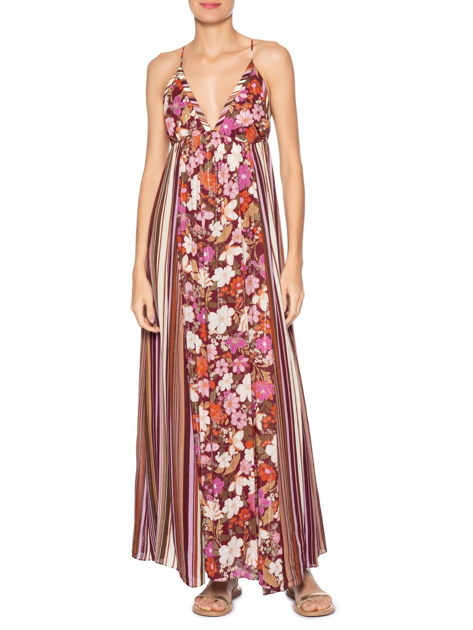 Vestido Longo Lurex Jasmin Solar Mix Rosa Dress To