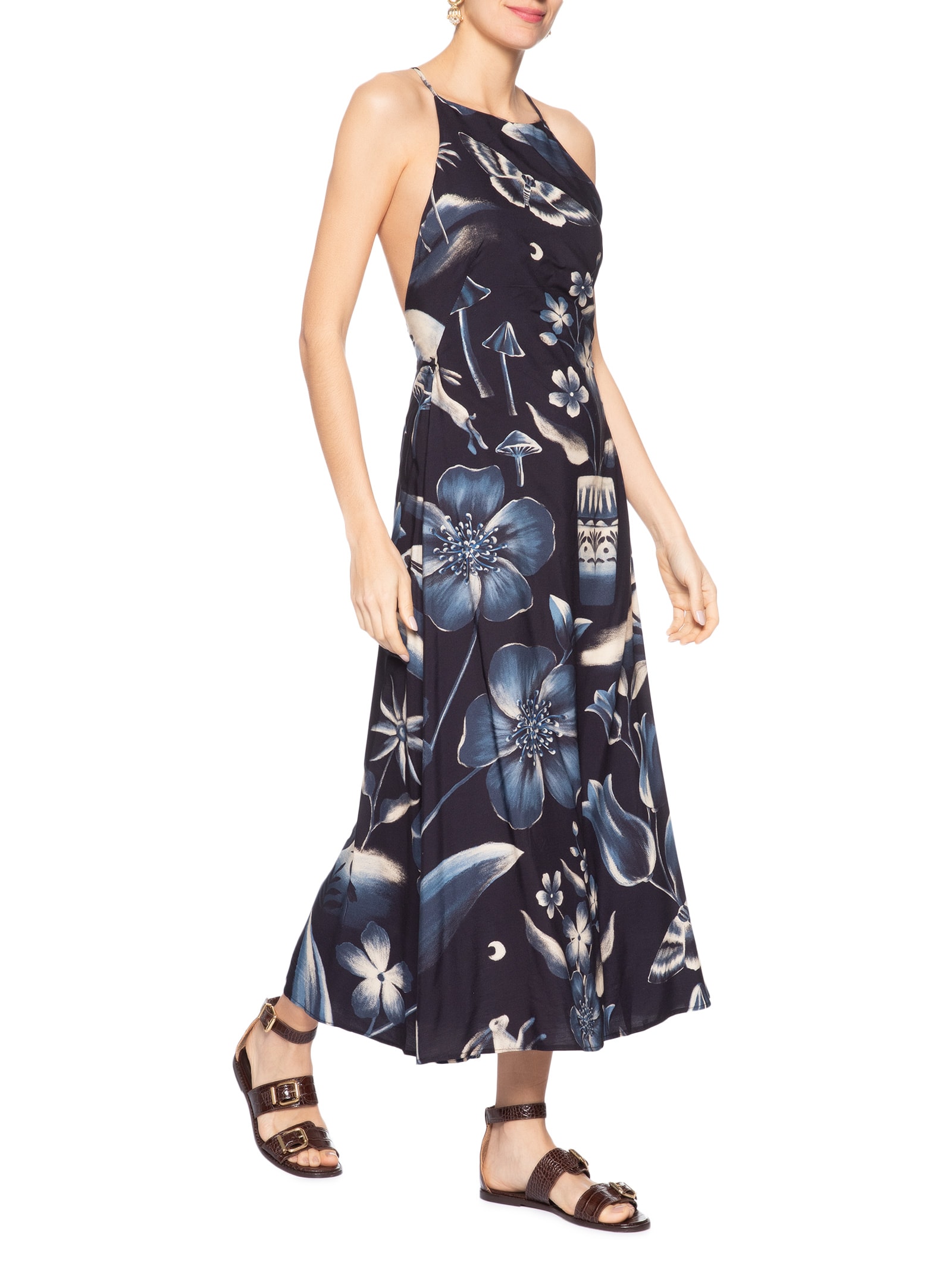 Vestido Longo Luz Do Luar Preto Farm