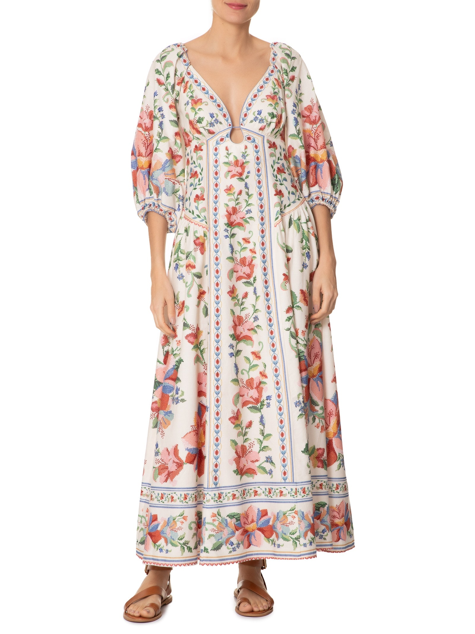 Vestido Longo Manga Brisa Serena Off White Farm