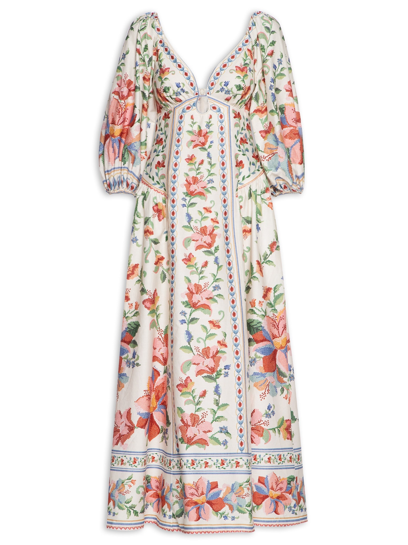 Vestido Longo Manga Brisa Serena Off White Farm