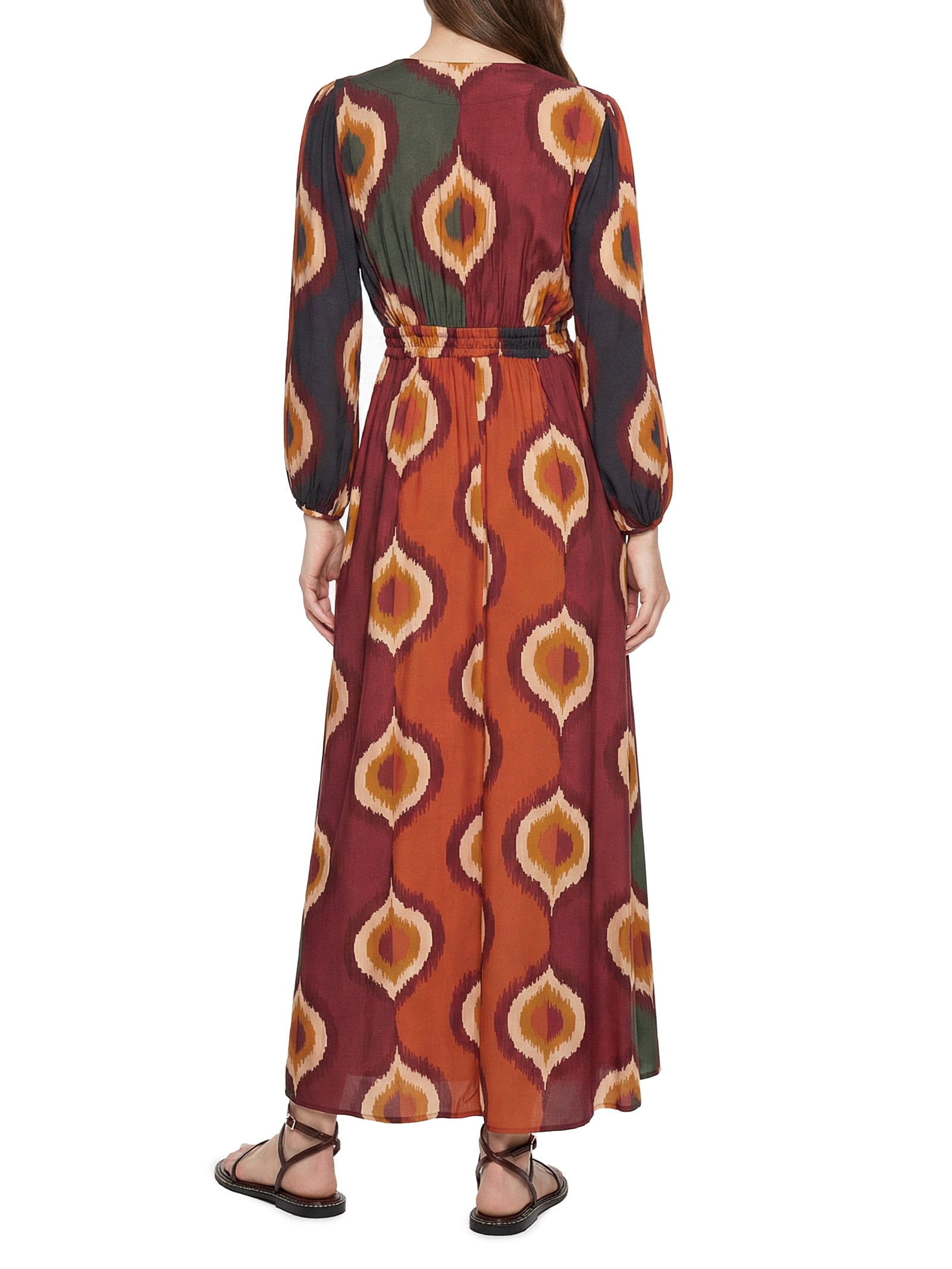 Vestido Longo Manga Bufante Marrom Cacay