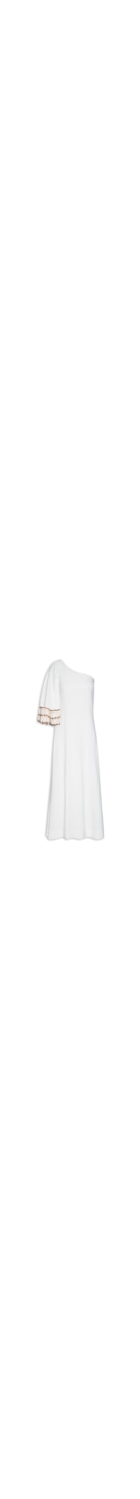Vestido Longo Manga Crochet - Off White