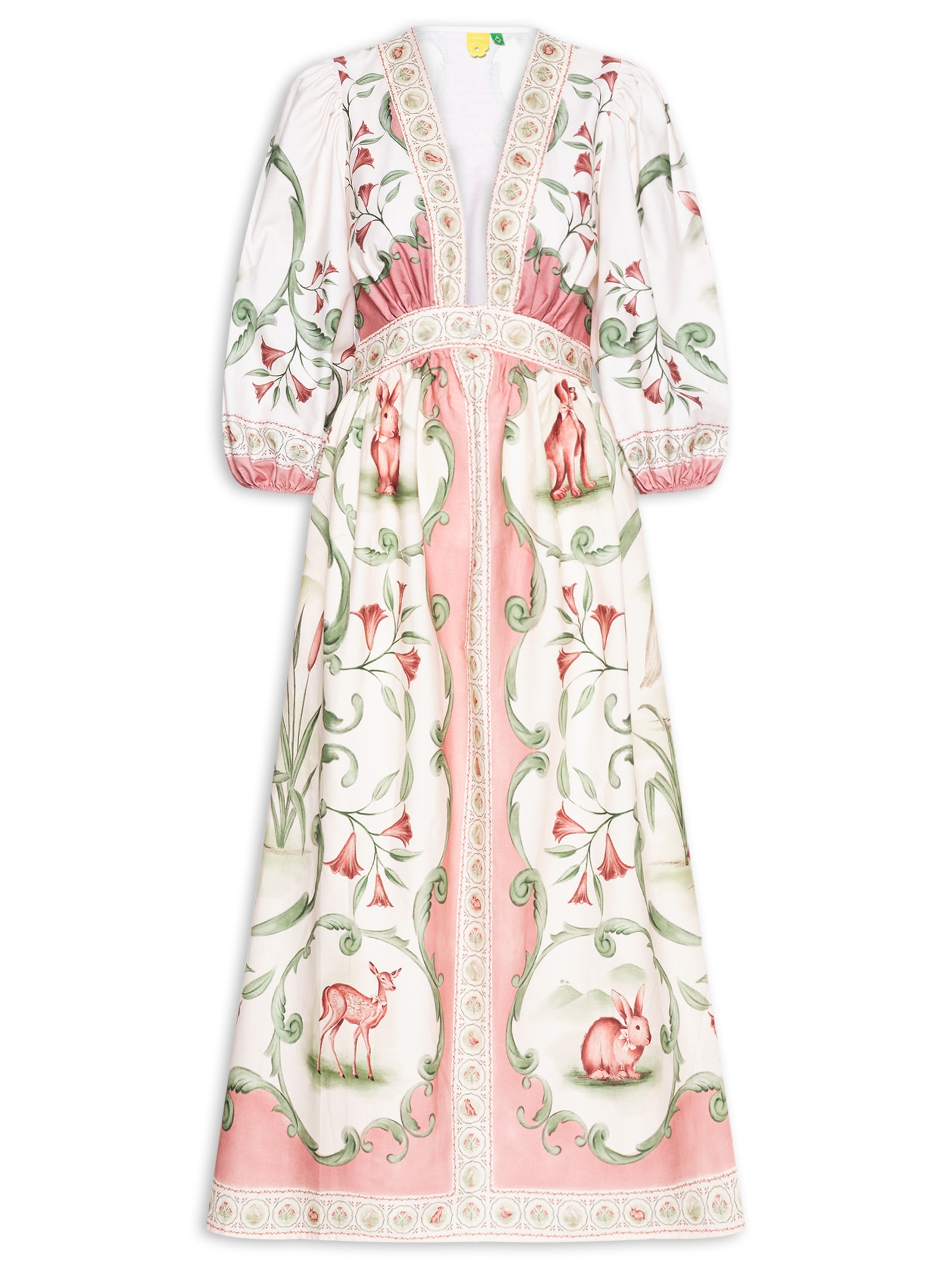 Vestido Longo Manga Curta Doce Encanto – Rosa Farm