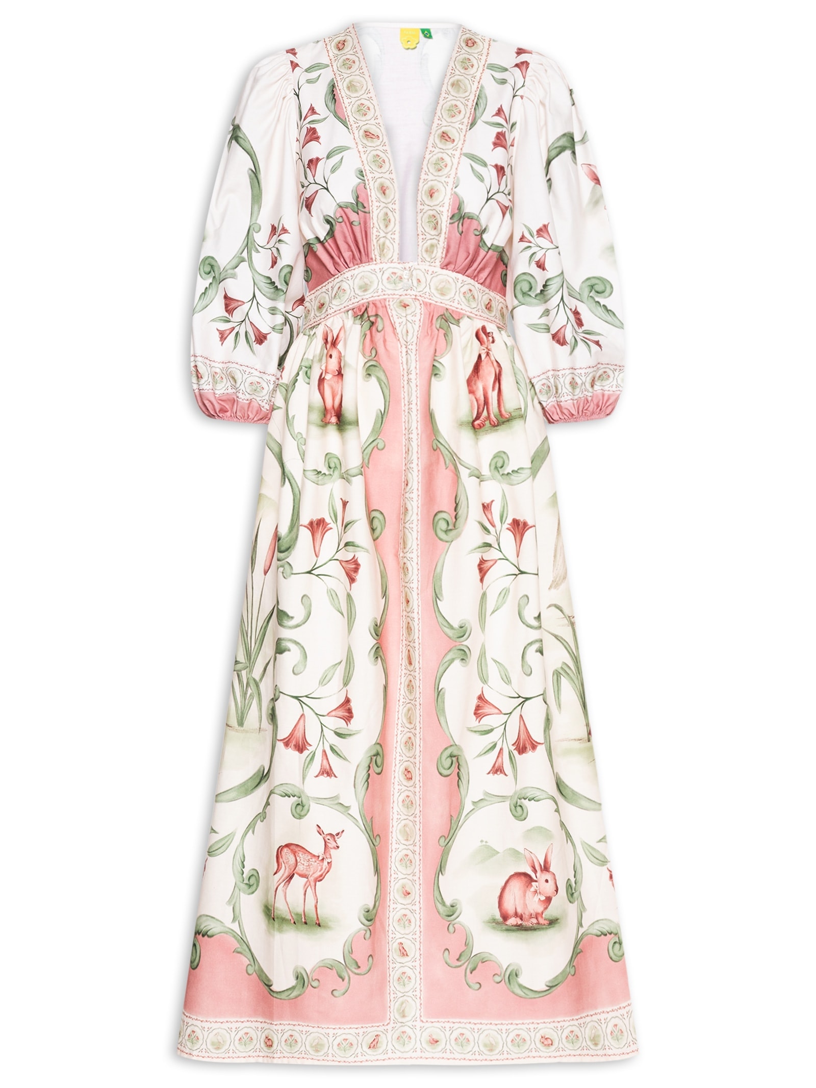 Vestido Longo Manga Curta Doce Encanto – Rosa Farm