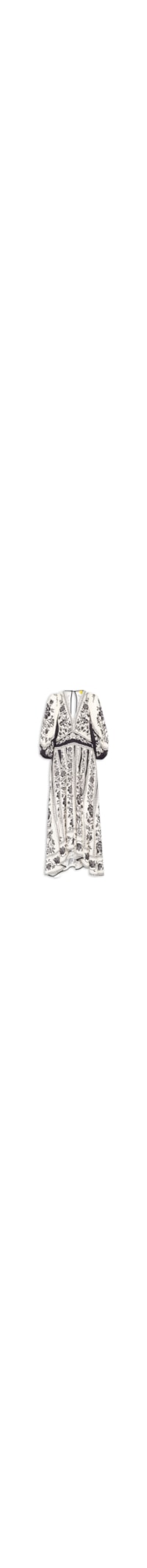 Vestido Longo Manga Floral Delicado - Preto