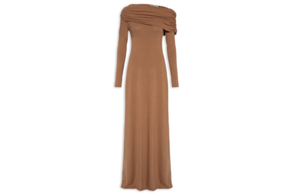 Vestido Longo Manga Longa - Marrom