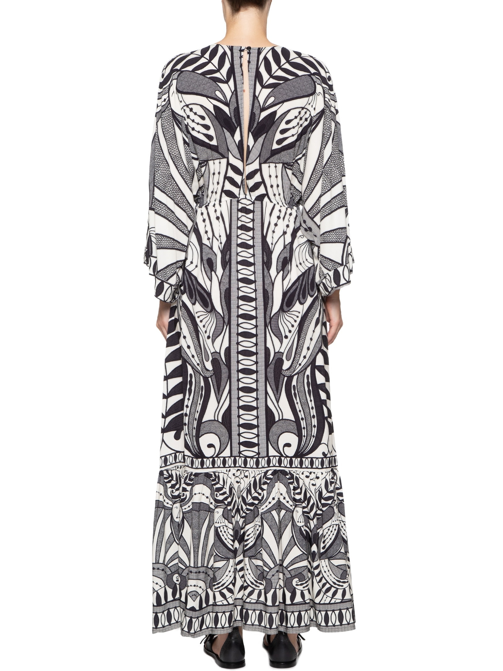 Vestido Longo Manga Rendeira Preto  Farm