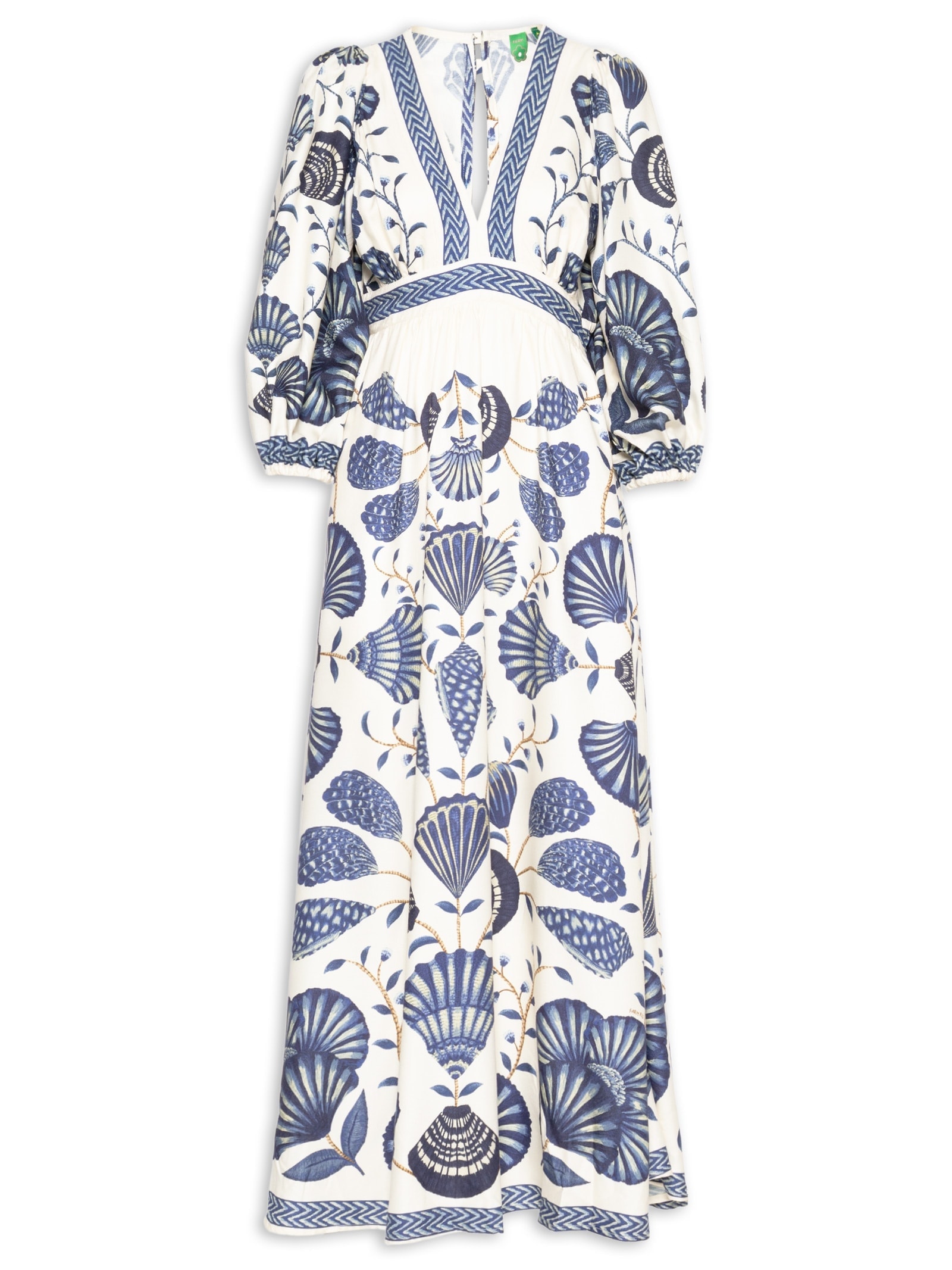 Vestido Longo Manga Sonho de Concha Branco Farm
