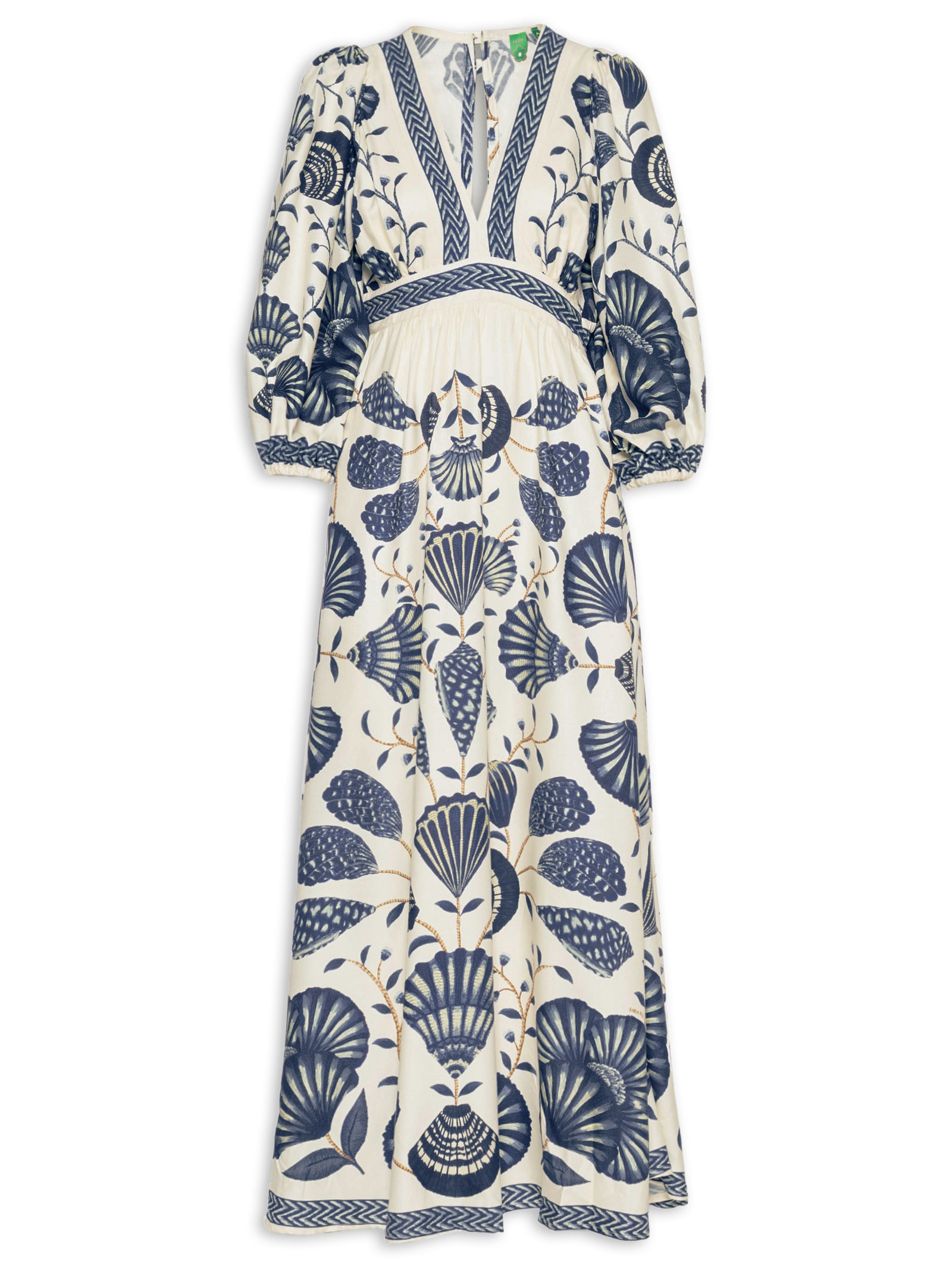 Vestido Longo Manga Sonho de Concha Branco Farm
