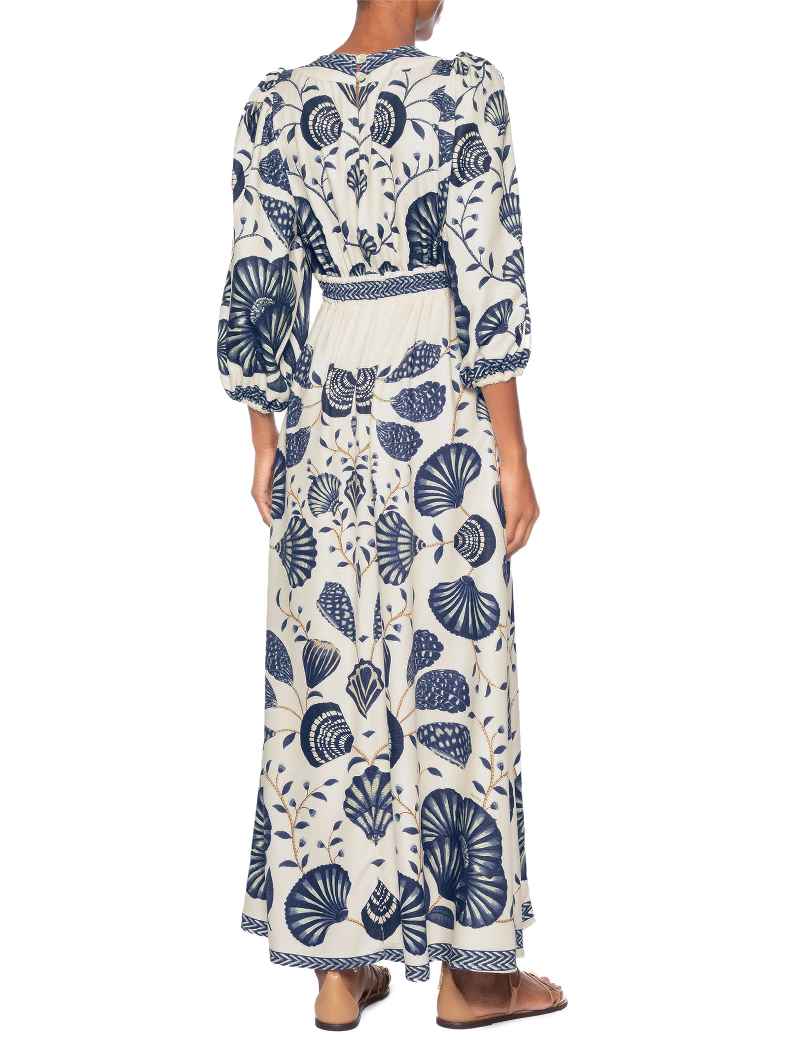 Vestido Longo Manga Sonho de Concha Branco Farm