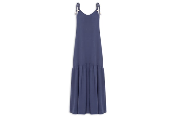 Vestido Longo Marias Decote V - Azul