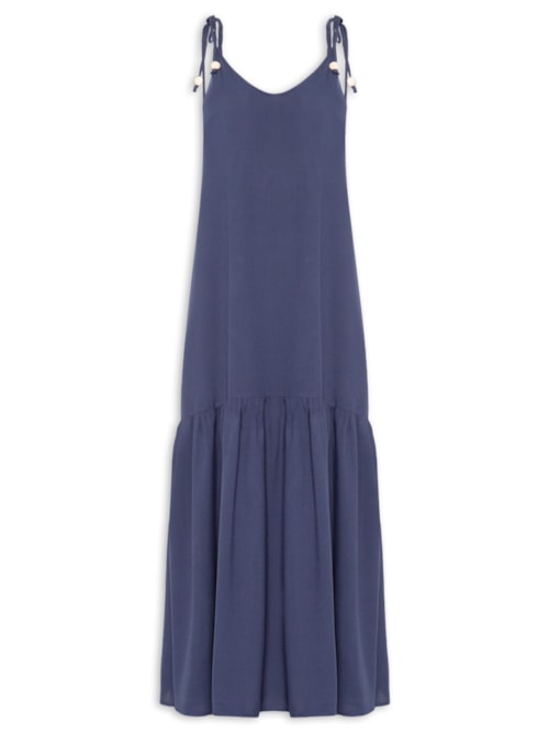 Vestido Longo Marias Decote V – Azul