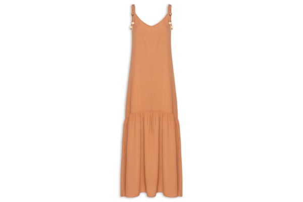 Vestido Longo Marias Decote V - Marrom