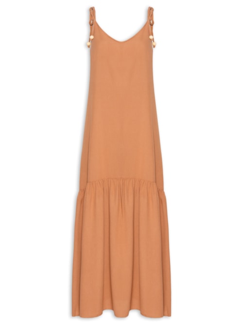 Vestido Longo Marias Decote V – Marrom