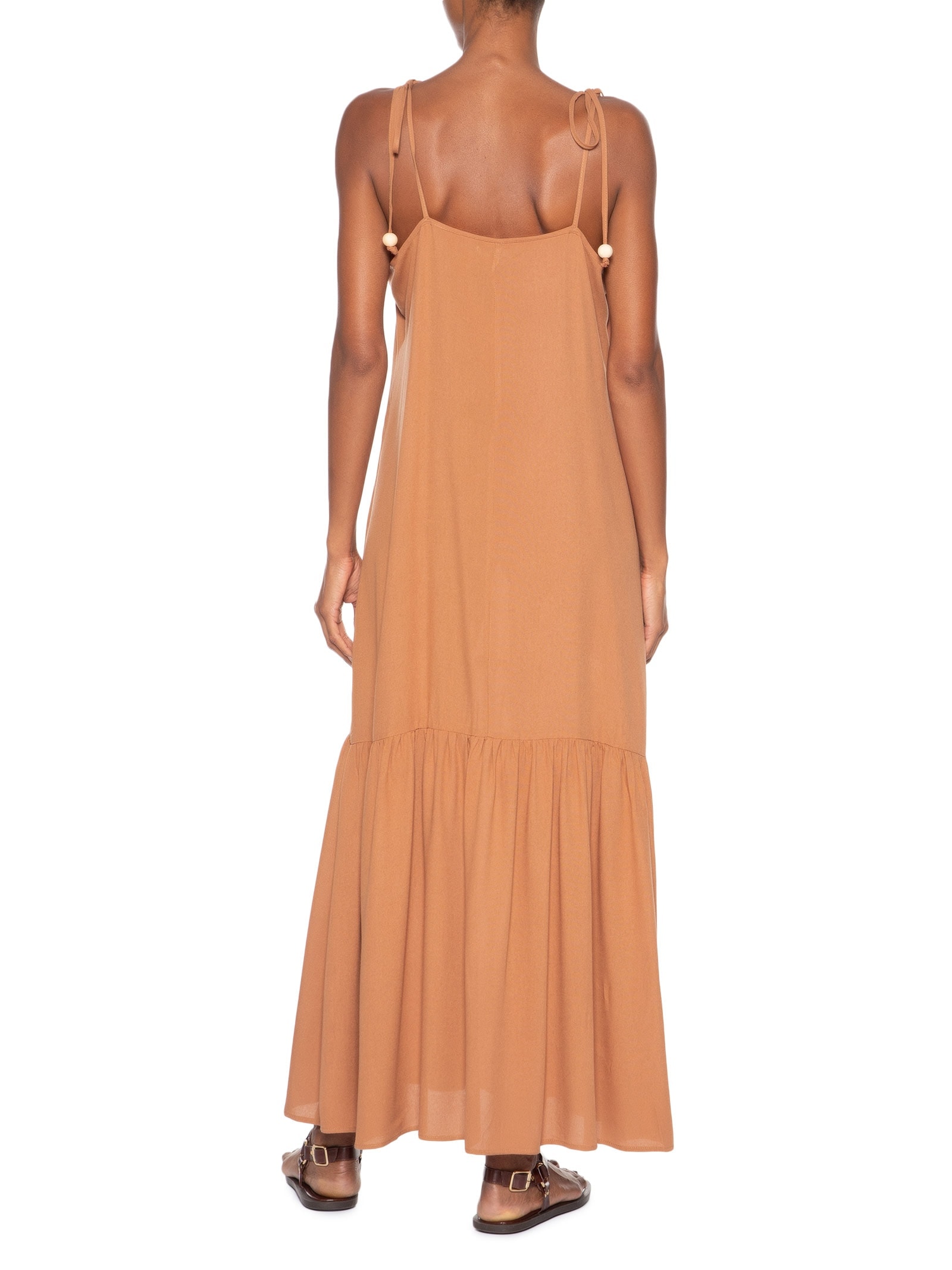 Vestido Longo Marias Decote V Marrom Basiq