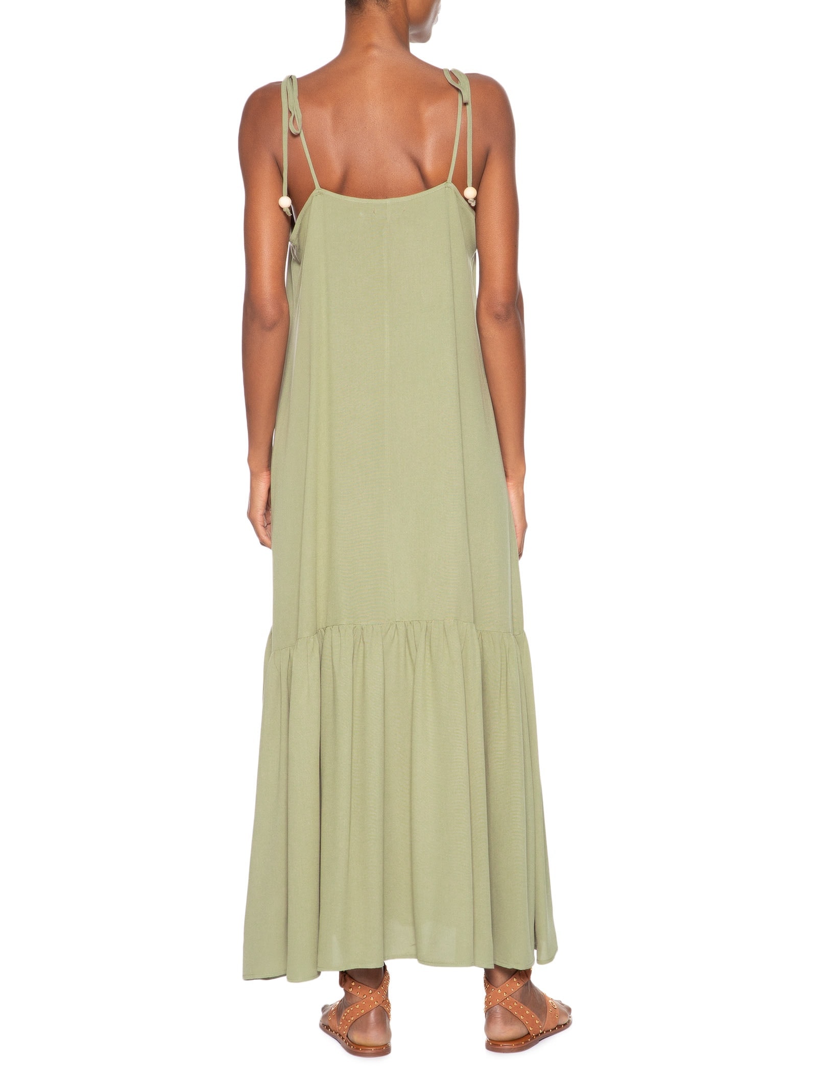 Vestido Longo Marias Decote V Verde Basiq