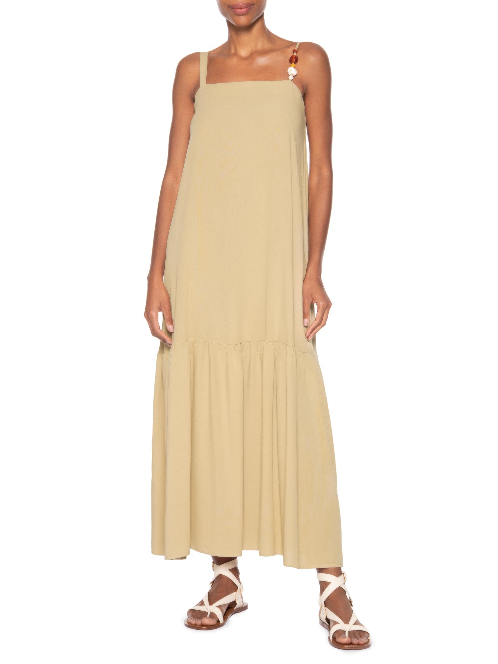 Vestido Longo Marias Detalhe Alcinha Bege Basiq