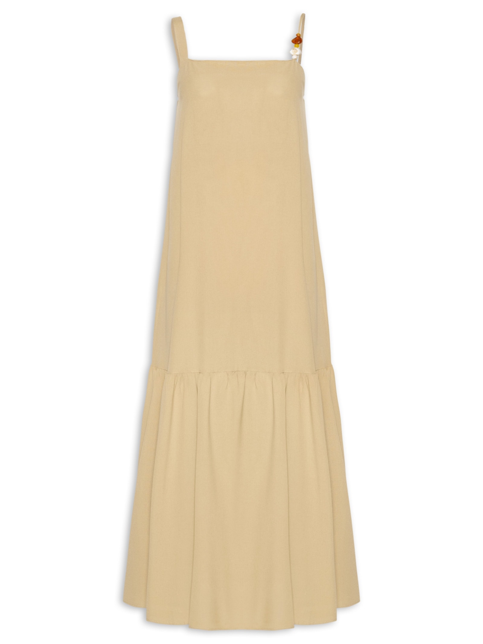 Vestido Longo Marias Detalhe Alcinha Bege Basiq