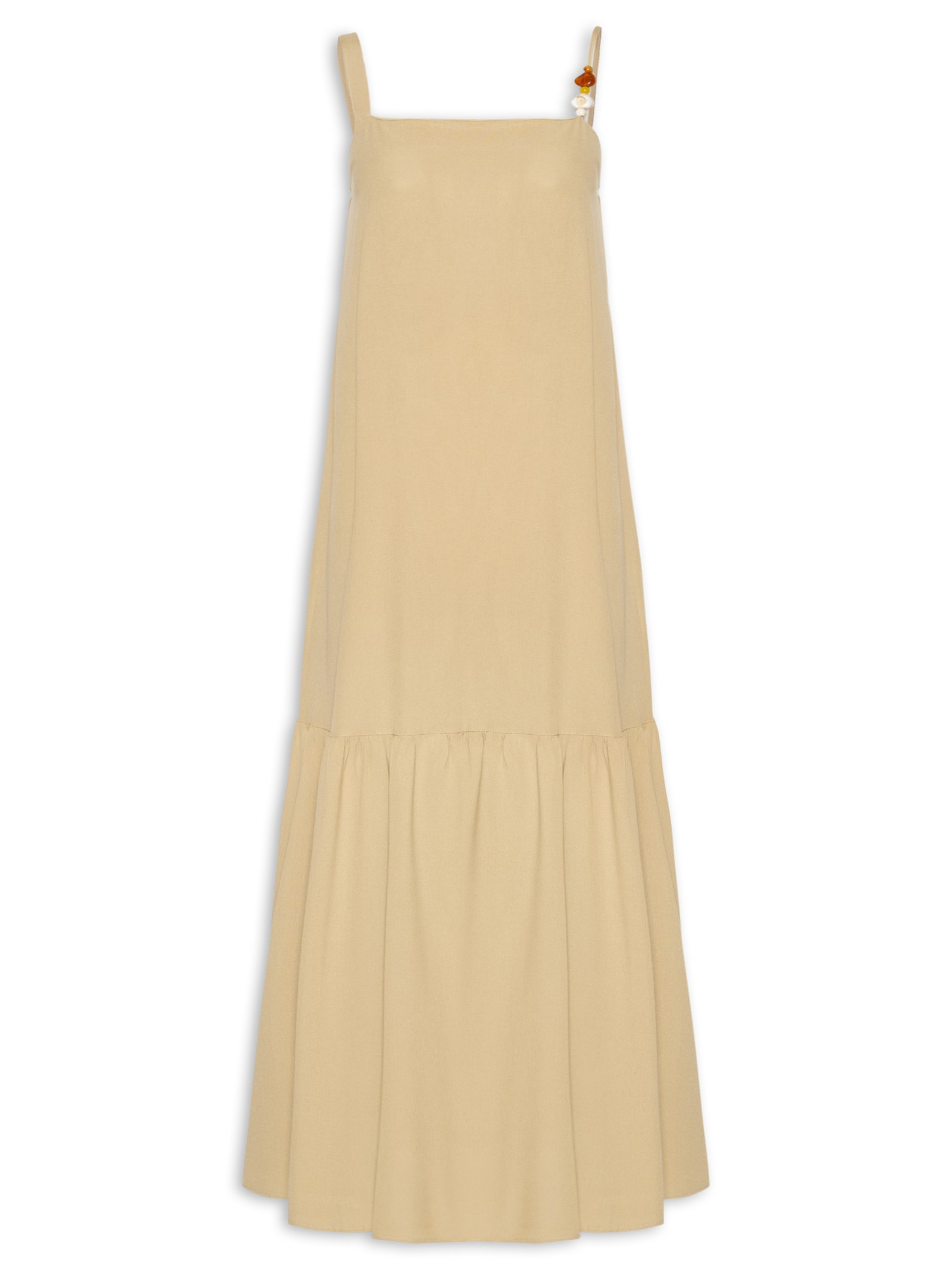 Vestido Longo Marias Detalhe Alcinha Bege Basiq