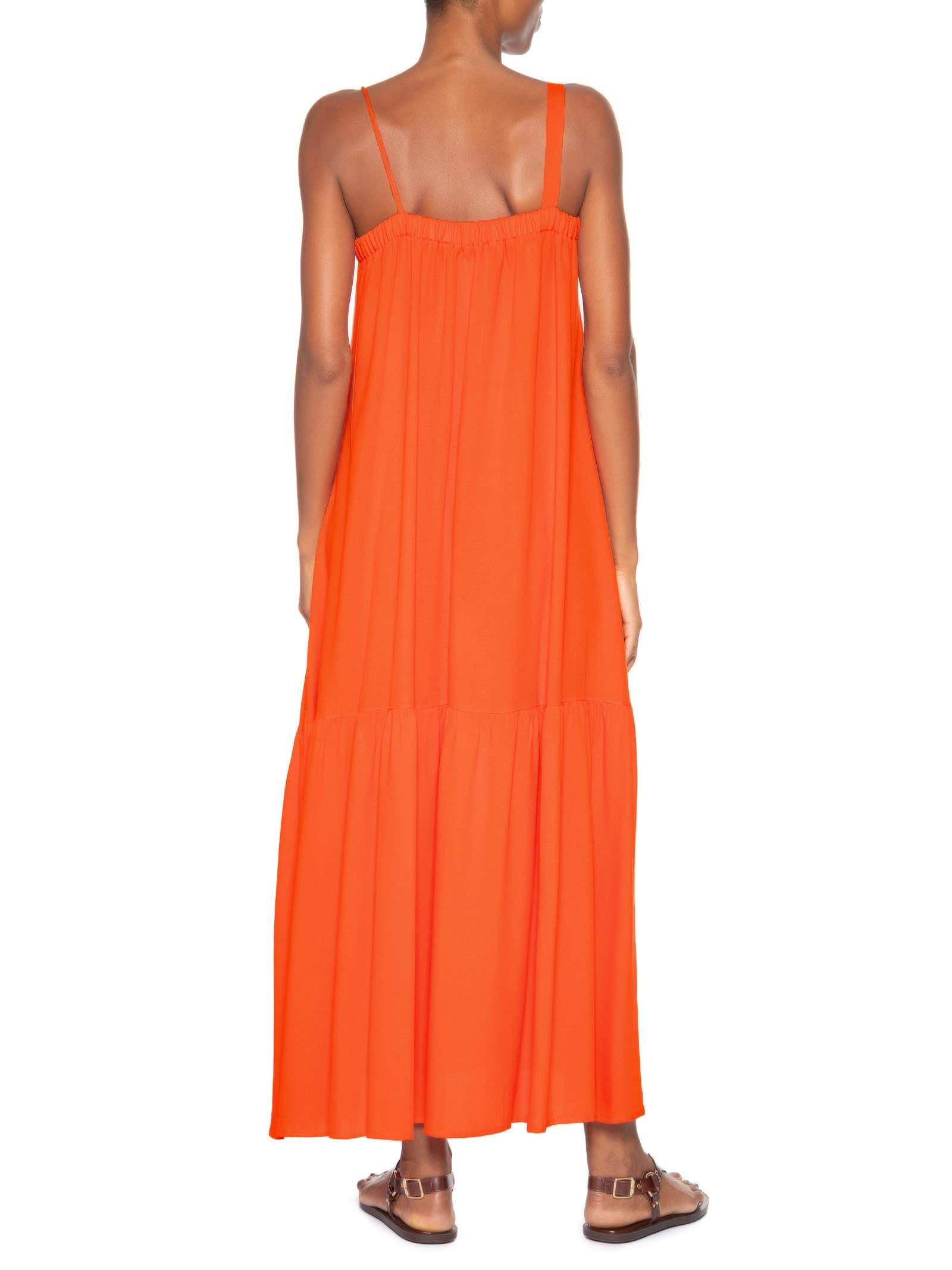 Vestido Longo Marias Detalhe Alcinha Laranja Basiq