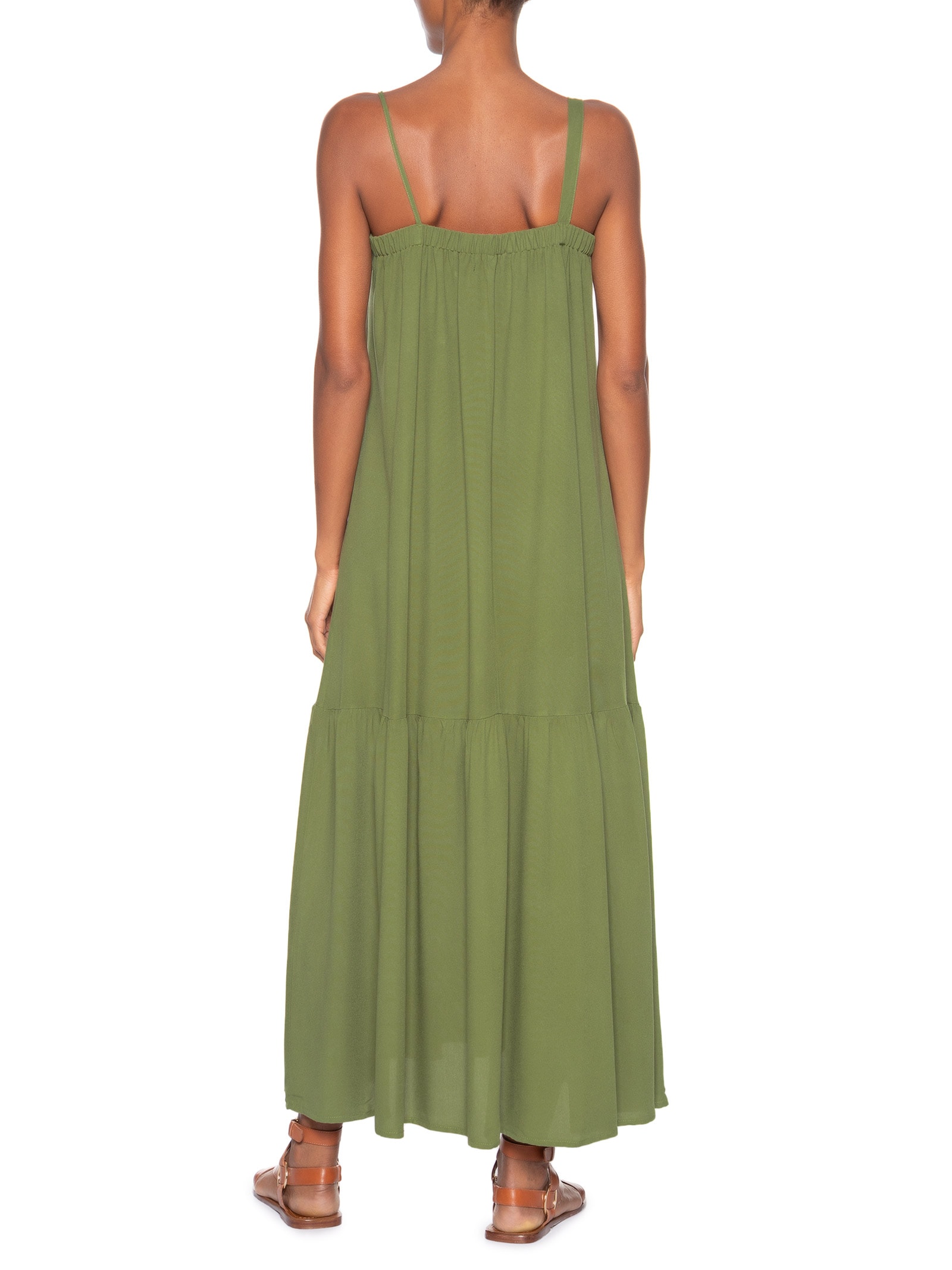 Vestido Longo Marias Detalhe Alcinha Verde Basiq